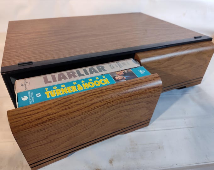 Vintage Two Drawer 18 VHS Movie Woodgrain Storage Box - Etsy