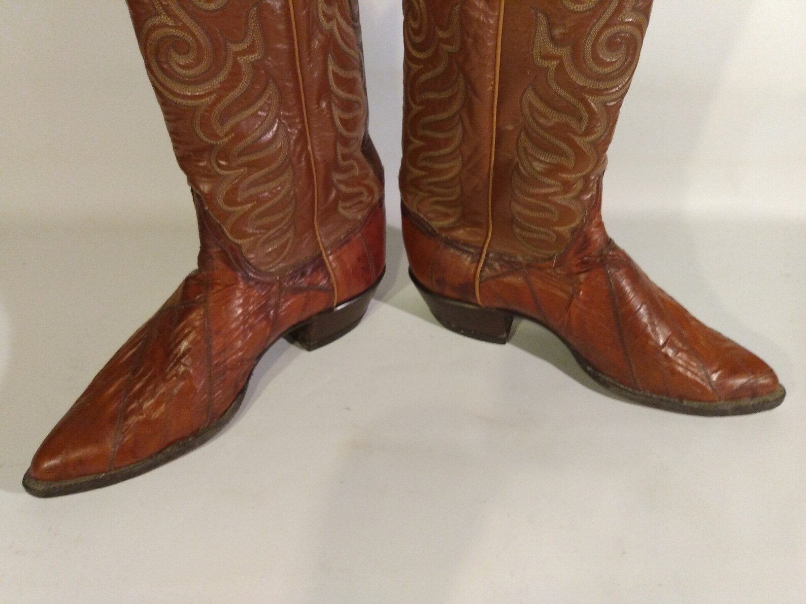 Tony Lama Eel Skin Western Cowboy boots men's 9 1/2 Etsy