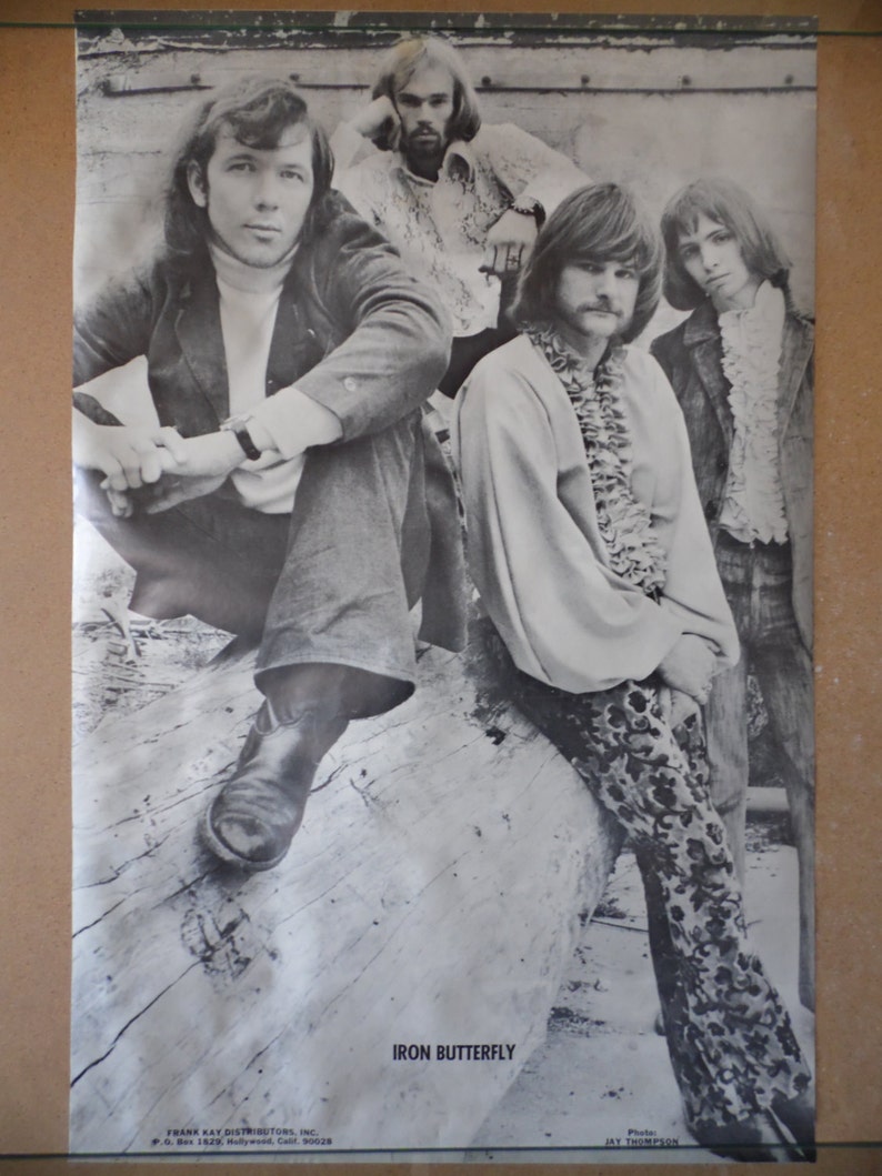 Vintage Iron Butterfly black and white poster
