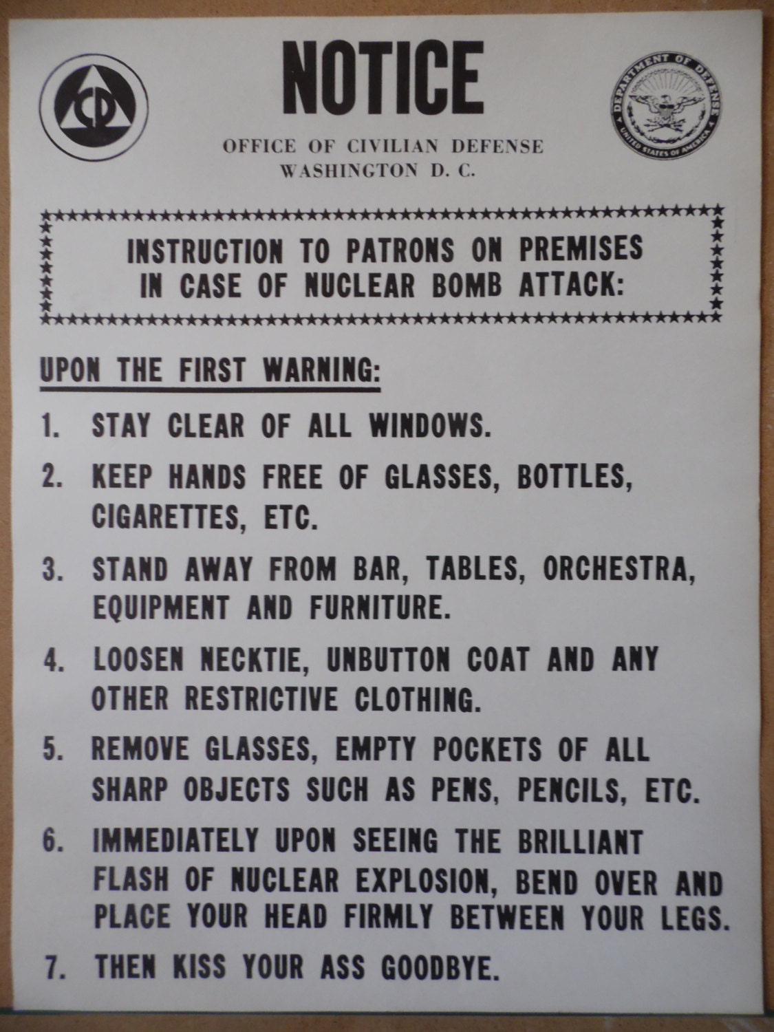 Vintage Funny Nuclear Warning Faux Government poster Etsy