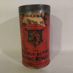 1930s Calumet Baking Powder 1lb Tin Indian Chief
