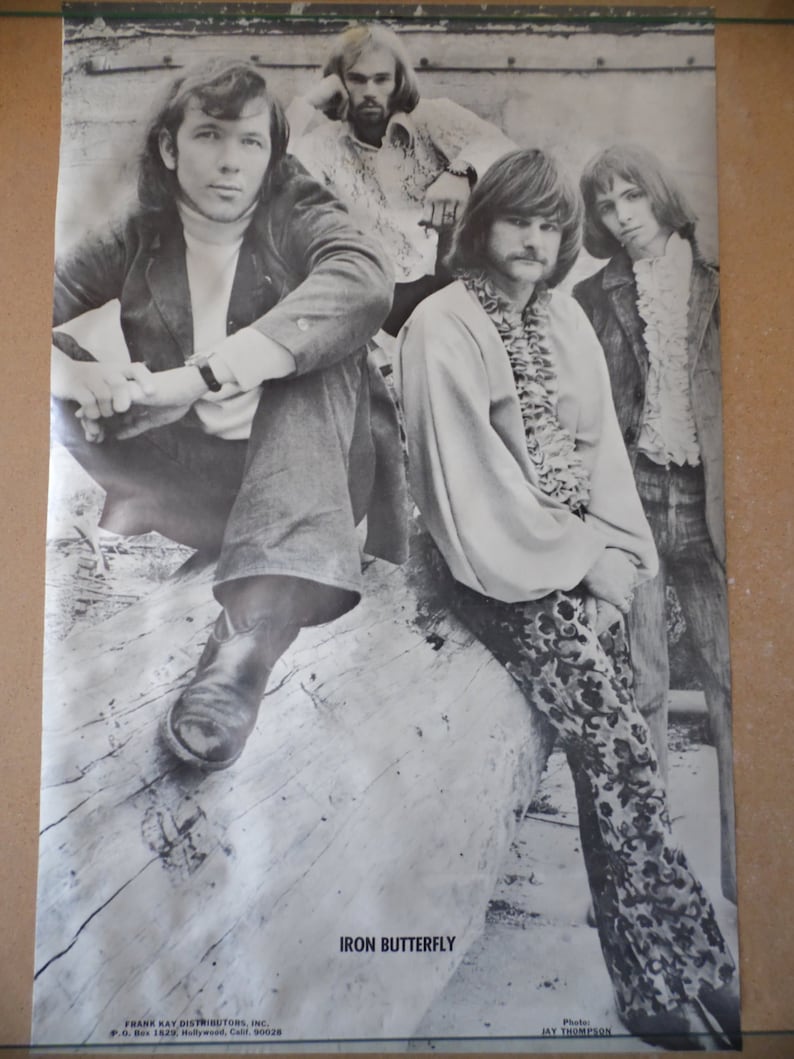 Vintage Iron Butterfly black and white poster