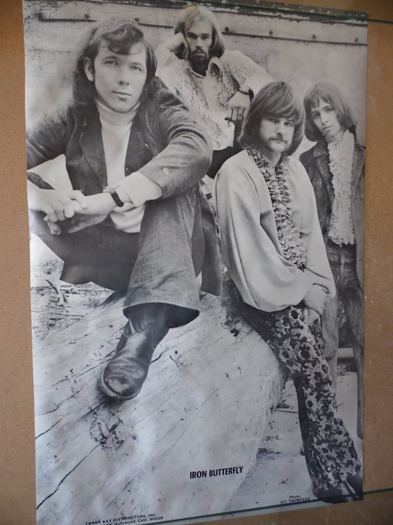 Vintage Iron Butterfly black and white poster