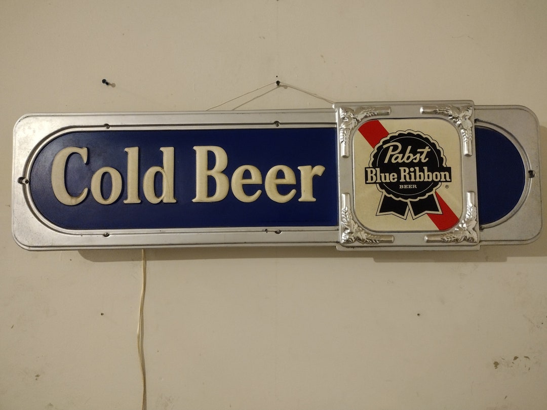 Vintage Pabst Blue Ribbon Cold Beer Lighted Sign 39 X Etsy