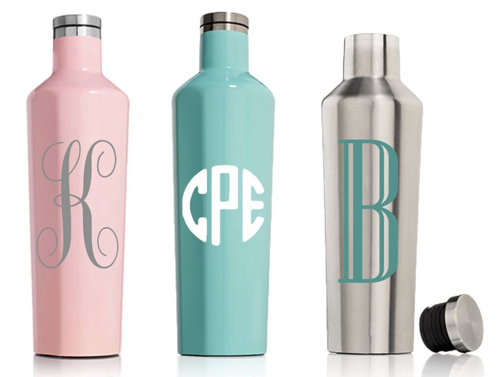 Corkcicle Water Bottle with Personalized Custom Monogram or Etsy