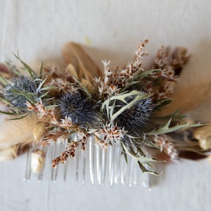 dried thistle rustic hair comb boho wedding