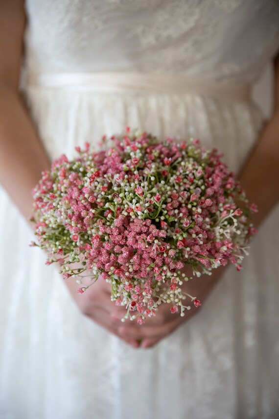 Pink Baby Breath Bouquet Gypsophila Artificial Etsy