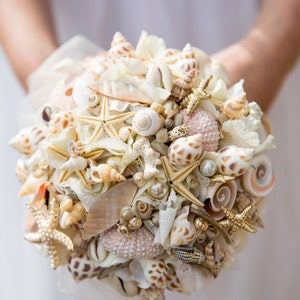 beach inspired shell bouquet