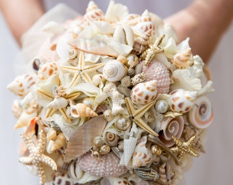 beach inspired shell bouquet