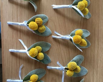 Craspedia billyball boutonniere buttonholes