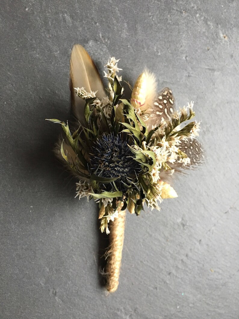 Dried Thistle Buttonhole Rustic Dried Buttonhole Boutonniere Etsy