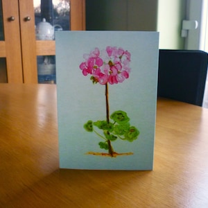 Cartão de gerânio rosa Cartão para manter contato Cartão em branco para sua própria mensagem Cartão de flores Cartão de gerânio Cartão para ela Cartão para jardineiro