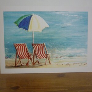 Grußkarte - Waiting for us in la Garoupe Keeping in Touch Karte SJImages on Etsy karte Sunny beach card Deckchairs card Holiday card
