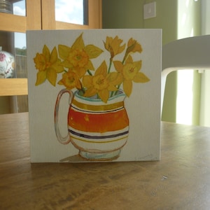 Leere Karte Vintage Jug und Narzissen Susie Cooper Jug Keep in touch karte Gemalte Jug