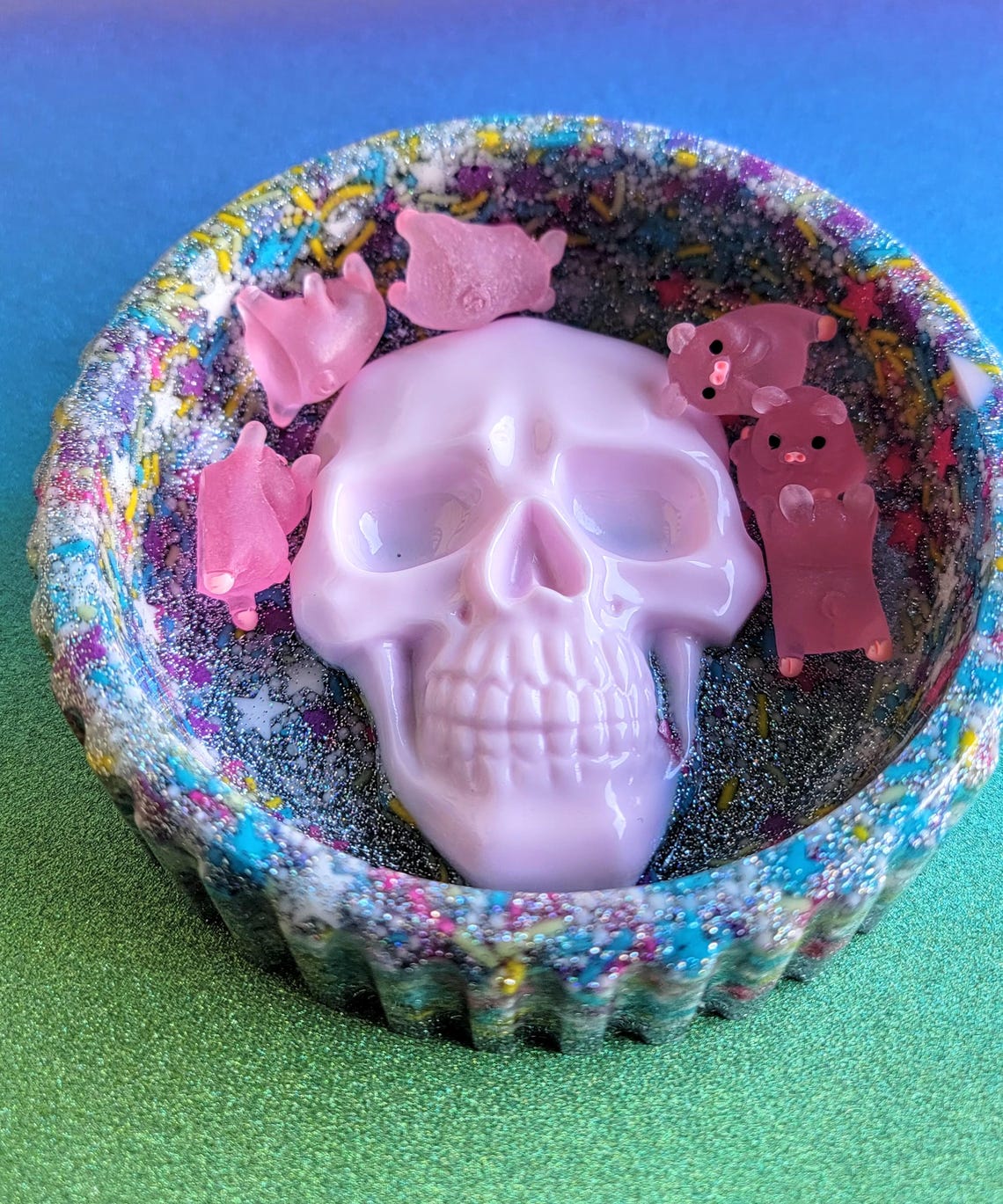 Petitebella Pink Skull Face Puppy Dog Dress - Rainbow Skull Pattern For Small Dogs