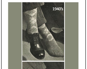 Men's Argyle Sock Knitting Pattern - Vintage Style (PDF)