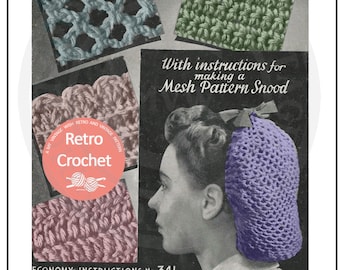 Patron PDF Easy Crochet Snood des années 1940
