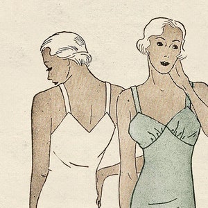 1930s Straight or Bias cut Slip PDF Print at Home Sewing Pattern Bust 34
