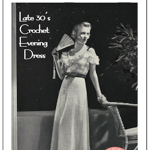 1930s Off Shoulder Evening Dress PDF Crochet Pattern