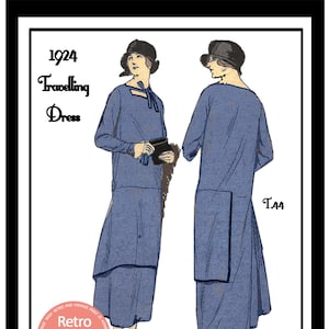 Jaren 1920 Flapper reizen jurk klaar gedrukte naaipatroon buste 34-36