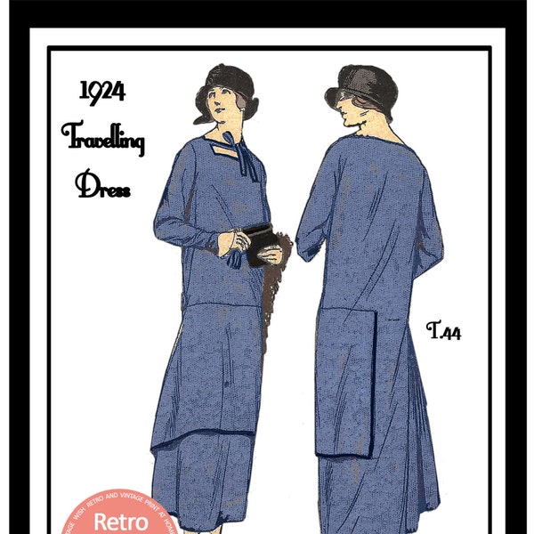 1920s Flapper Travelling Dress Ready Printed Sewing Pattern Bust 34-36