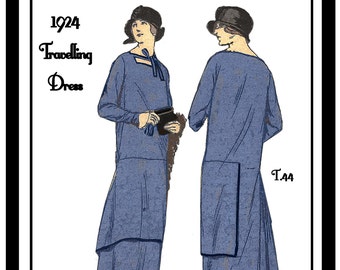 1920s Flapper Travelling Dress Ready Printed Sewing Pattern Bust 34-36