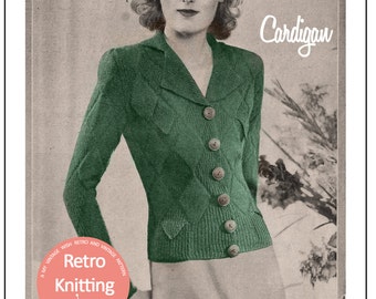 1930s Winter Cardigan Vintage Knitting Pattern - PDF Instant Download