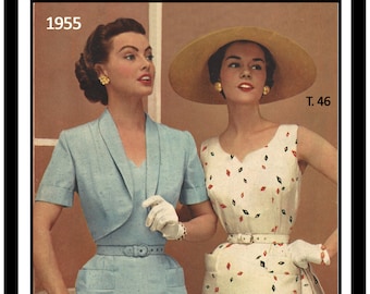 1950's Wiggle Dress & Bolero French Sewing Pattern Bust 38-39 PDF Pattern