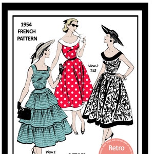 1950s  Two Summer Frocks Sewing Pattern - PDF Sewing Pattern - Rockabilly - Pin Up - PDF Instant Download