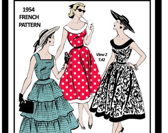 1950s  Two Summer Frocks Sewing Pattern - PDF Sewing Pattern - Rockabilly - Pin Up - PDF Instant Download