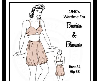 PDF Bust 34 86.4cm Vintage 1940/'s Bra Pattern: Women/'s Brassier -Instantly Print at Home
