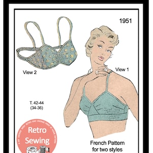 1950's Soft Cup Brassiere PDF Sewing Pattern Bust 35-37