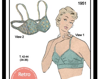 1950s French Pattern for a Soft Cup Bra Bust 34-36