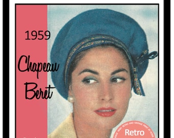 1950' s French Beret Hat PDF Print at Home Sewing Pattern