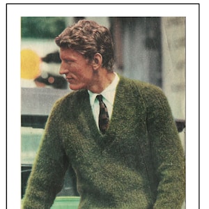 1960s Mens Luxury Mohair Sweater Vintage Knitting Pattern - PDF Instant Download - Hipster