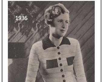 1930s Cardigan/Blouse Vintage  Knitting Pattern - PDF Knitting Pattern - PDF Instant Download