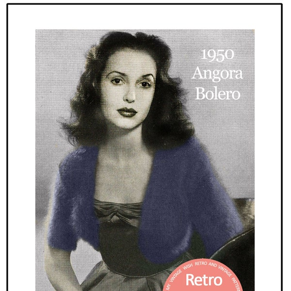 1950 Angora Bolero Knitting Pattern, PDF Instant Download