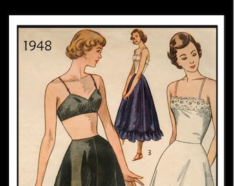1940s Bra, French Knickers and Petticoat PDF Pattern Bust 36