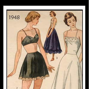 1940s Bra, French Knickers and Petticoat PDF Pattern Bust 36