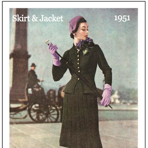 1950&#39;s Jacket and Skirt Vintage Knitting Pattern - PDF  Instant Download