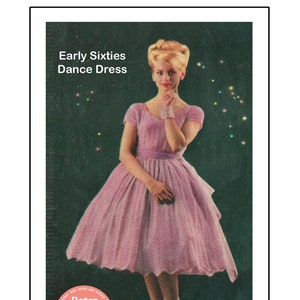 1950/60&#39;s  Cobweb Dance Dress PDF Knitting Pattern