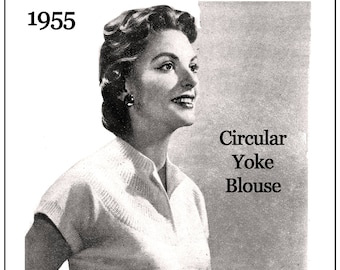 1955 Ladies Yoke Sweater Knitting Pattern  - PDF Instant Download
