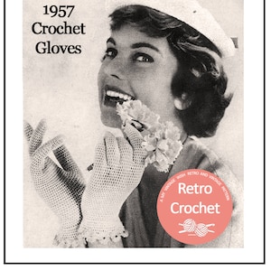 1950s Pretty Flower Trim Mesh Gloves PDF Crochet Pattern
