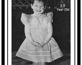3-5 year old Summer Dress - 1950s Vintage Sewing Pattern - PDF Sewing Pattern - Instant Download