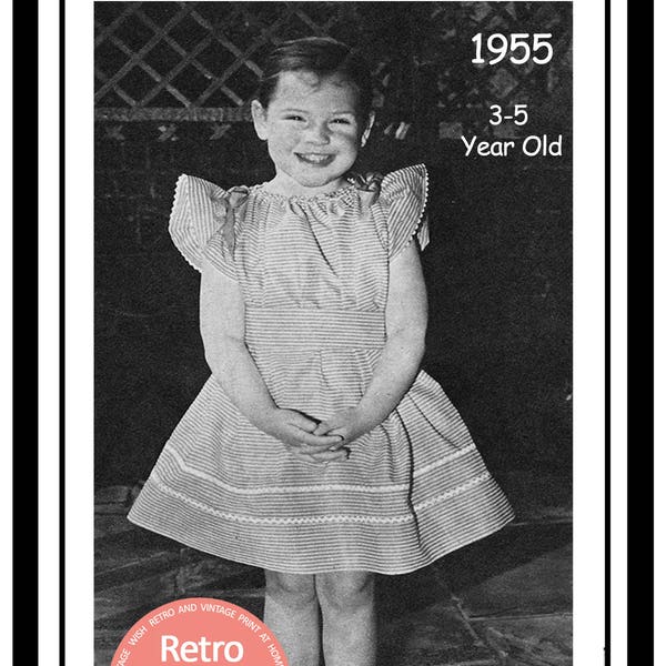 3-5 year old Summer Dress - 1950s Vintage Sewing Pattern - PDF Sewing Pattern - Instant Download