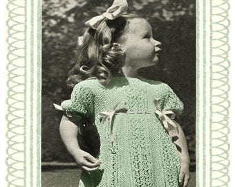 Toddlers Dress 1940s Vintage Knitting Pattern - PDF Knitting Pattern - PDF Instant Download
