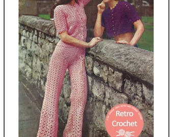 1970s Crochet Trouser Suit PDF Pattern