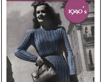 1940's Knitted Designer Dress PDF Knitting Pattern