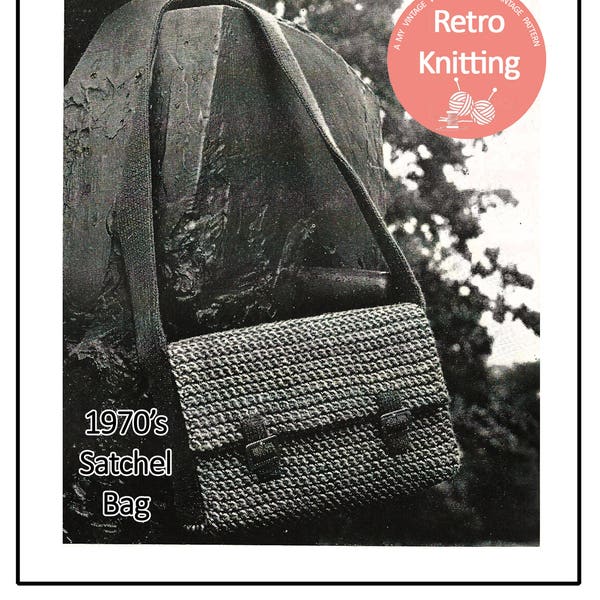 1970s Satchel Bag Knitting Pattern - PDF Knitting Pattern - PDF Instant Download