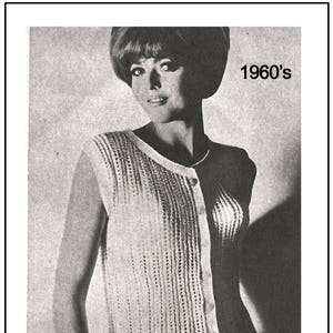 Sixties Retro Summer Blouse Knitting Pattern   - PDF Instant Download